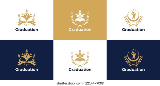 Set of education logo design for university and school academy.