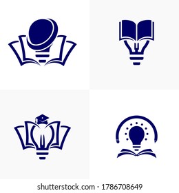 Set of Education logo icon design, vector illustration, Bulb Concept design logo.