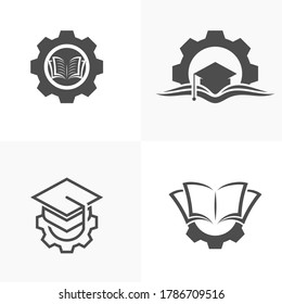 Set of Education logo icon design, vector illustration, Gear Concept design logo.