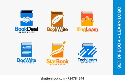 Set of Education logo template, Learning Book Logo designs vector