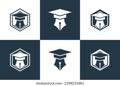 set of education logo template with  pen creative concept