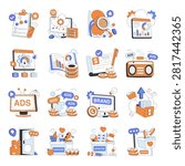 Set of Education and Management Flat Illustrations 