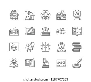 Set of Education outline icons isolated on white background. Editable Stroke. 64x64 Pixel Perfect.