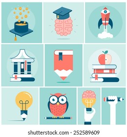 set of education related concept banners, vector illustration