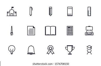 Set of Education, School, Learning  vector icon illustration