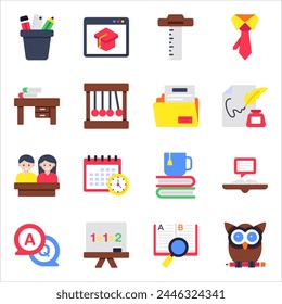 Set of Education and Study Flat Icons

