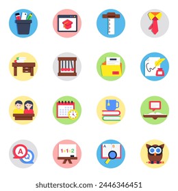 Set of Education and Study Flat Icons

