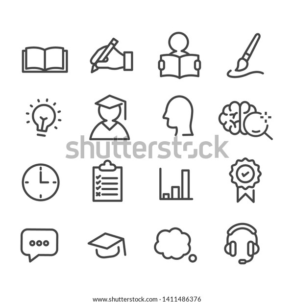 Set of education and study icons. Isolated on\
white background