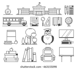 Set of Education Thin Line Icons 