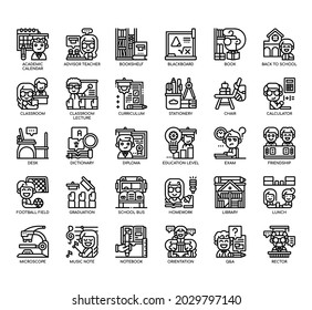 Set of education thin line and pixel perfect icons for any web and app project. 