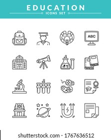 Set of Education vector Icon, New and trendy with outline style. modern vector icon concept for web graphics
