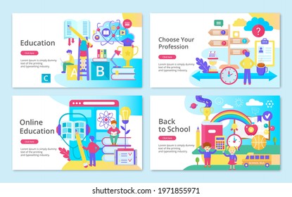 Set of Education Website Templates, modern flat design vector illustration, for graphic and web design