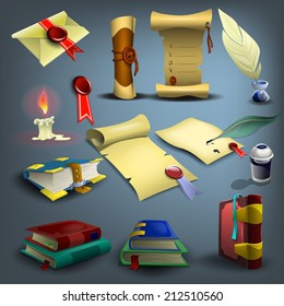 Set of education and writing. Vector illustration.