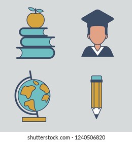 Set of educational colorful icons in flat style