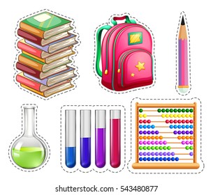 Set of educational equipments illustration