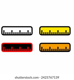 Set of educational flat tools, ruler. Stationery instruments collection. On a white background