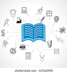 set of educational icon around book-vector illustration