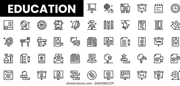 Set of educational icons in a clean, minimalistic style.