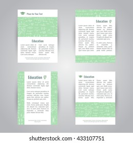 Set of Educational vector banners with physical and mathematical formulas and figures. Science company college campus background