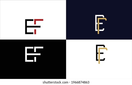 Set Of EF ,FE Abstract Letters Logo Monogram