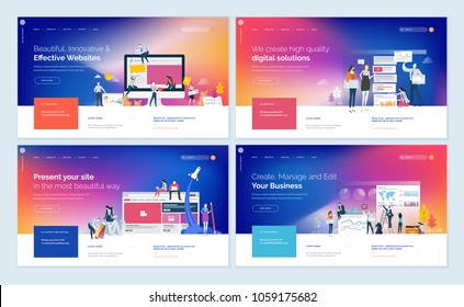 Set of effective website template designs. Modern flat design vector illustration concepts of web page design for website and mobile website development. Easy to edit and customize. - Shutterstock ID 1059175682