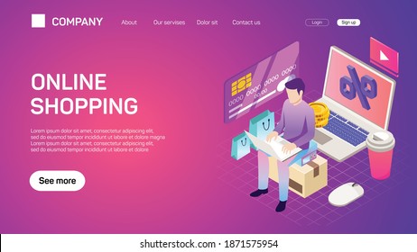 Set of effective website template designs. Online shopping. E-commerce. Modern flat design vector illustration concepts of web page design for website and mobile website development.
