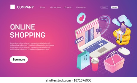 Set of effective website template designs. Online shopping. E-commerce. Modern flat design vector illustration concepts of web page design for website and mobile website development.