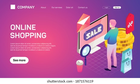 Set of effective website template designs. Online shopping. E-commerce. Modern flat design vector illustration concepts of web page design for website and mobile website development.