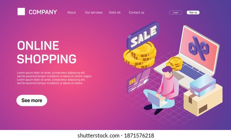 Set of effective website template designs. Online shopping. E-commerce. Modern flat design vector illustration concepts of web page design for website and mobile website development.