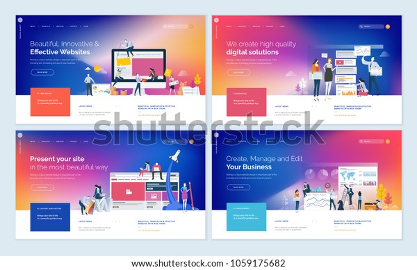 Set of\
effective website template designs. Modern flat design vector\
illustration concepts of web page design for website and mobile\
website development. Easy to edit and\
customize.