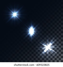 A set of effects of the shining stars. Vector Starburst Illustration
