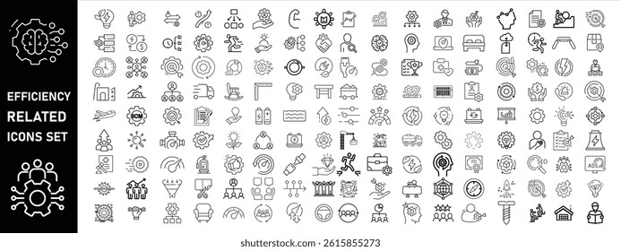 Set of efficiency related line icons. Productivity, optimization, improvement, efficiency related  BIG icon Set Vector 