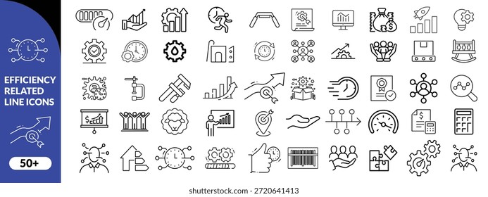 Set of efficiency related line icons. Productivity, optimization, improvement etc efficiency icon design big set vector .