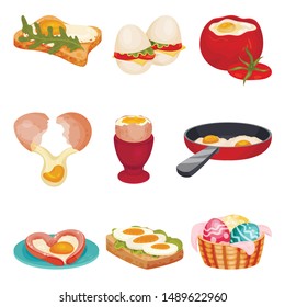 Set of egg dishes. Vector illustration on a white background.