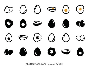 Conjunto de Vector de icono de huevo sobre fondo blanco.
