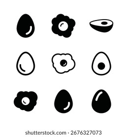 Set of Egg icon symbol vector on white background.