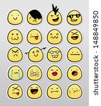 Set of egg smiley faces with different expressions