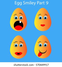 Set of Egg Smiley Icons Vector