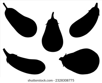 Set of Eggplant Silhouette Vector Art