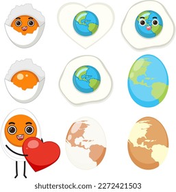 Set of eggs cartoon characters illustration