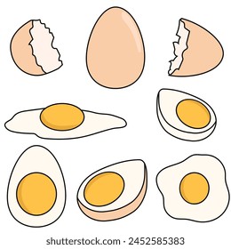 Set of eggs cartoon illustration