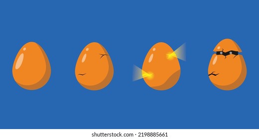 Set Eggs To Cracked Egg Icon Vector Illustration EPS10