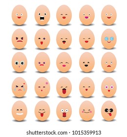Set of eggs with emoticons,eps10