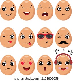 Set of eggs with feature a different expressions
