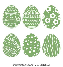 set of eggs with flowers rabbit and geometric shapes for Easter decoration