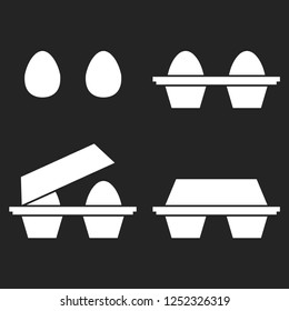 set of eggs icons. 2 eggs separately and in the package. Isolated objects.