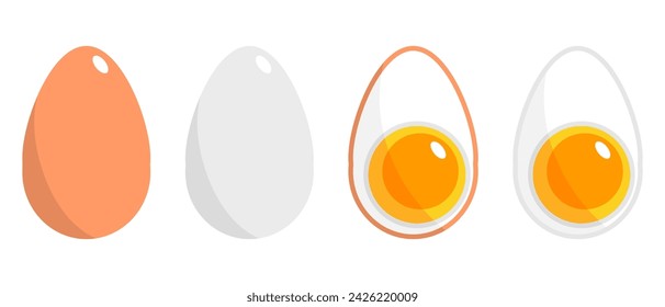 Conjunto de iconos de huevos. Ilustración de huevo de pollo. Ilustración vectorial aislada sobre fondo blanco.