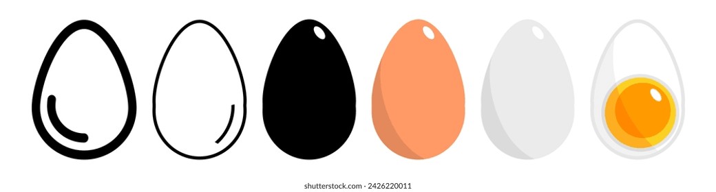 Set of eggs icons. Chicken egg illustration. Vector illustration isolated on white background.