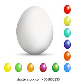 set of eggs in a realistic style with a shadow of different colors for Easter and other holidays as well for prettification