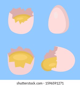 
Set of eggs in the shelving, yolk, Easter egg in different forms